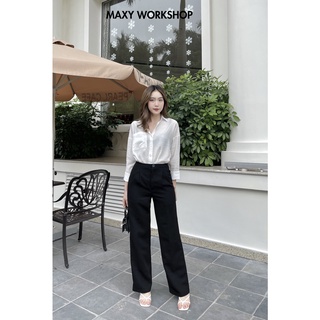 Quần ống suông xếp ly Black Straight Culottes Maxy Workshop
