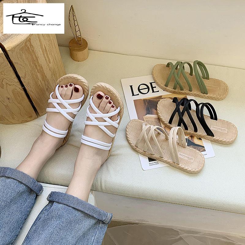 Dép Sandal Mùa Hè Đế Dày Phong Cách Hàn Quốc Dễ Phối Đồ Thời Trang Cho Nữ