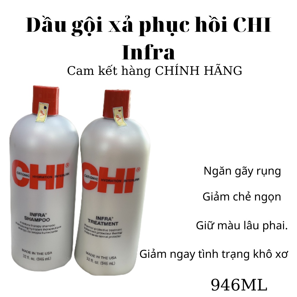 Dầu gội xả CHI Infra Shampoo & Treatment Siêu Mượt Cho Tóc Khô 946ml (Hàng chính hãng)