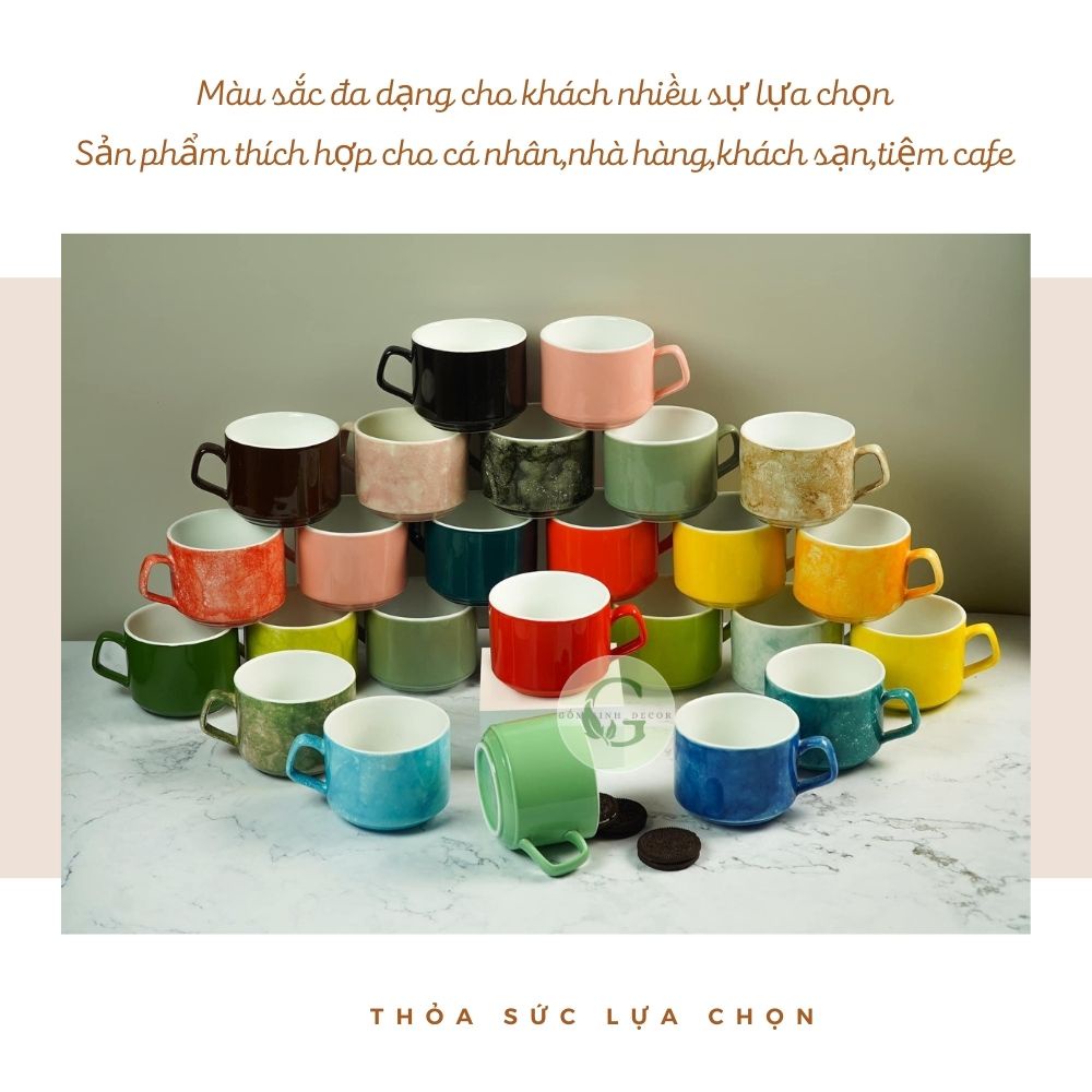 Ly Cà Phê Tách Cafe Capuchino 250ml Gốm Sứ Bát Tràng Cao Cấp nhiều màu