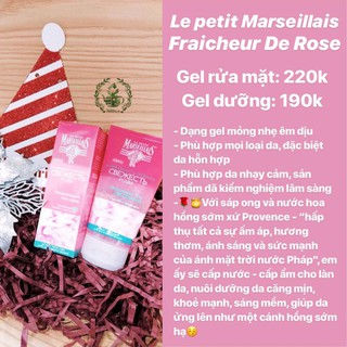 Gel rửa mặt và gel dưỡng hoa hồng Le petit Marseillais Fraicheur De Rose 24h