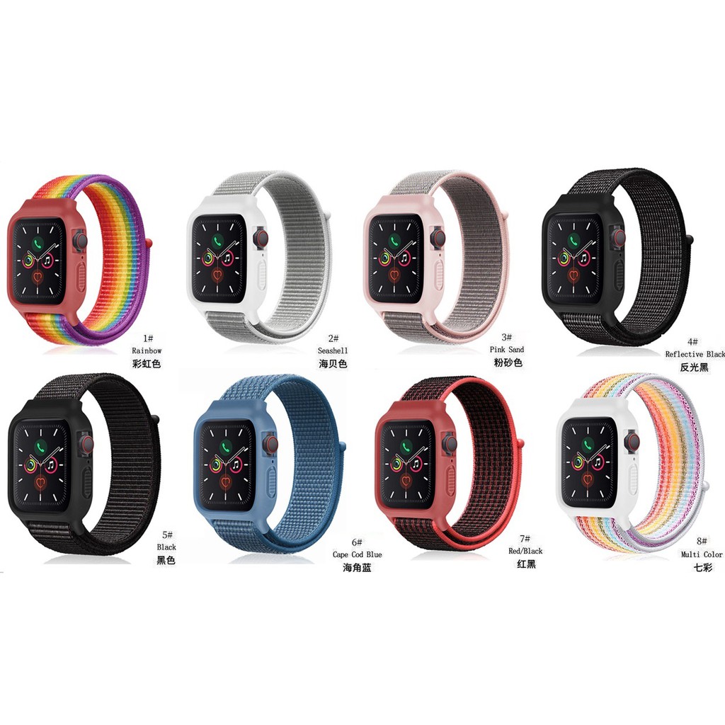 Dây Đeo Và Ốp Bảo Vệ Đồng Hồ Thông Minh Apple Watch Series 6 5 4 3 2 1 Kích Thước 38-44mm