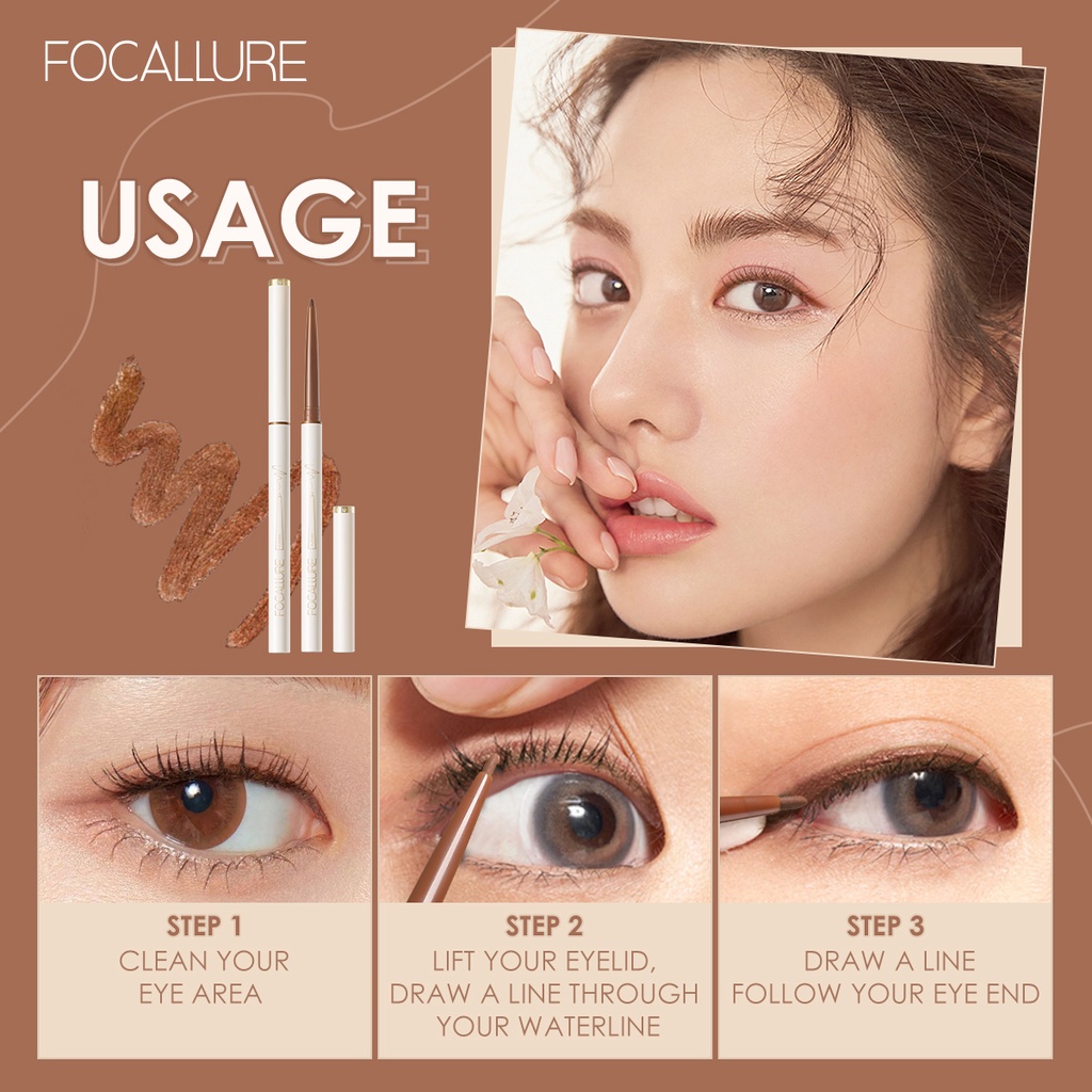 Bút chì gel kẻ mắt FOCALLURE1.7mm không thấm nước kết cấu siêu mịn 1g