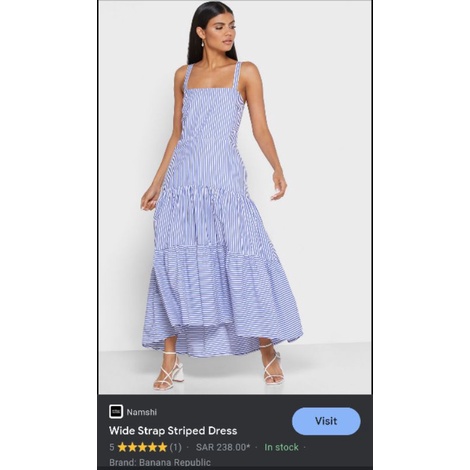 Blue striped poplin tiered dress Banana Republic vnxk đầm maxi dài dáng xoè tầng kẻ sọc xuất khẩu dư xịn