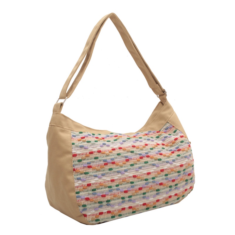 Túi Xách Vải Dệt Màu Sắc Tương Phản Cỡ Lớn 2022 Thời Trang Mùa Hè Phong Cách Hàn Quốc Cho Nữ