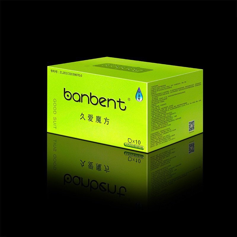 Bao cao su BANBENT Xanh 0.01 Long love cube kéo dài thời gian, gân gai, nhiều gel, mỏng - Hộp 10 bcs tặng kèm 1 bi