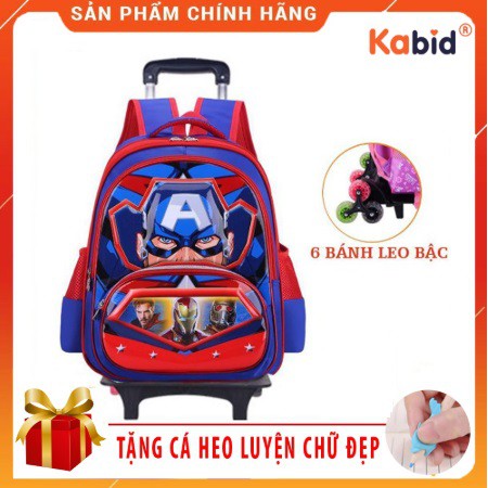 [HÀNG SẴN] Balo kéo 6 bánh xe  Họa tiết siêu nhân cho bé trai vào lớp 1 ( Tặng cá heo viết chữ đẹp)