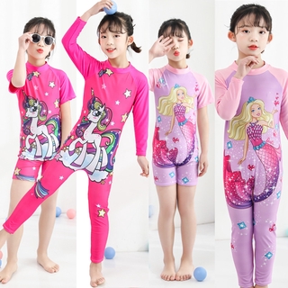 Đồ bơi liền thân in họa tiết hoạt hình thời trang mùa hè dành cho bé gái