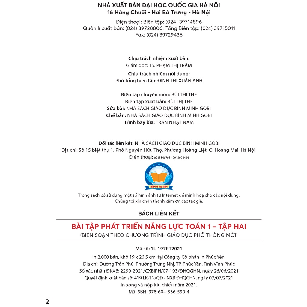 Sách – Bài tập Toán 1 Tập 2 Phát triển năng lực