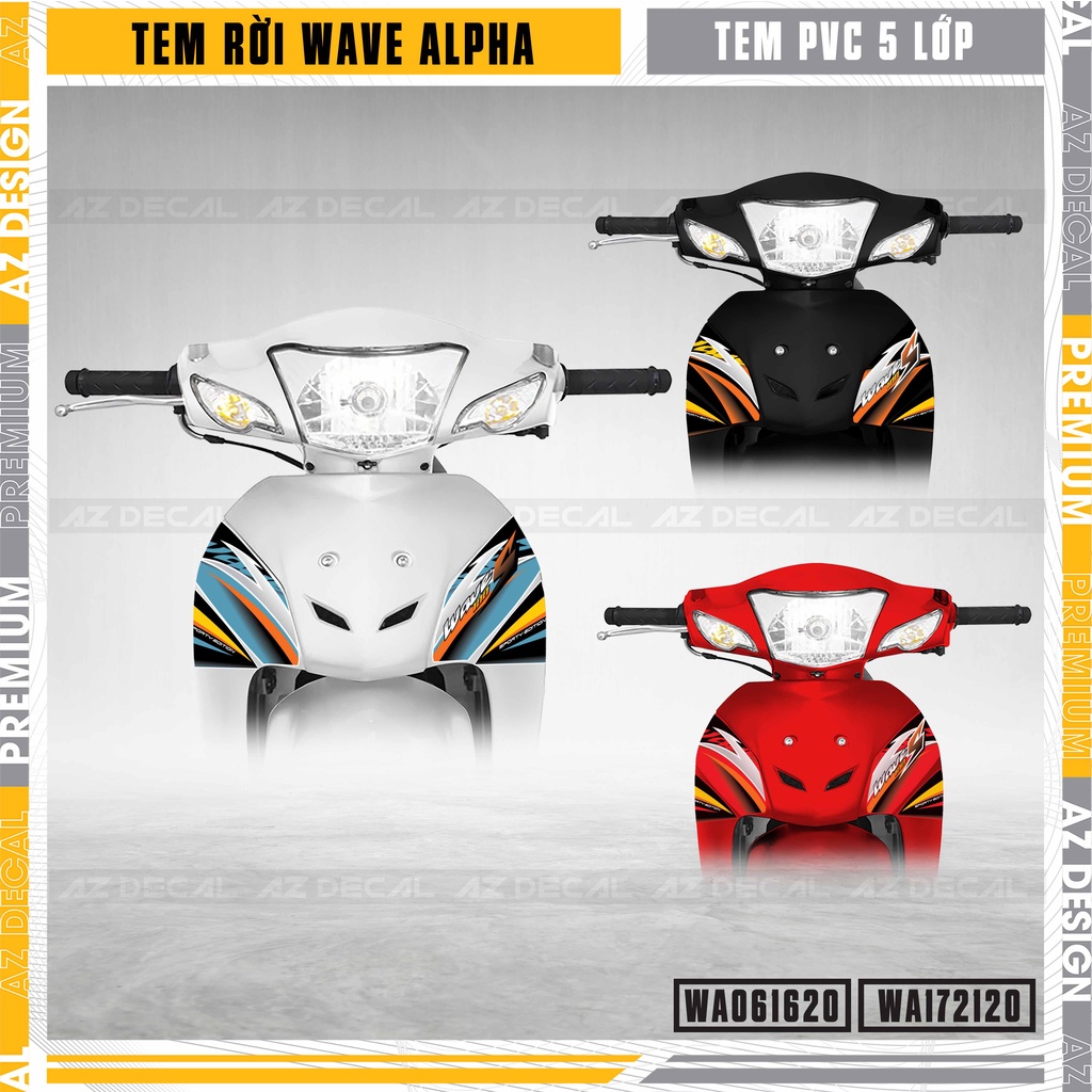 Tem Rời Dán Xe Wave A 100 110 Mẫu Chữ S100 | WA20 | Decal Chế Xe Máy Wave Alpha Độc Đáo, Bền Màu