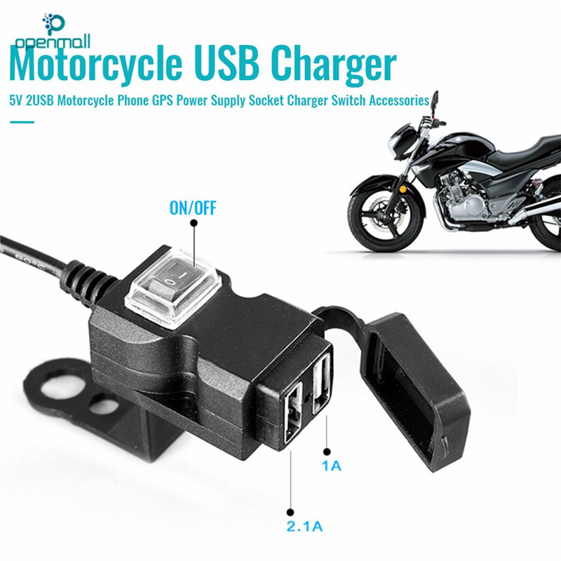 Bộ sạc điện 2 cổng 12V-24V gắn trên xe mô tô