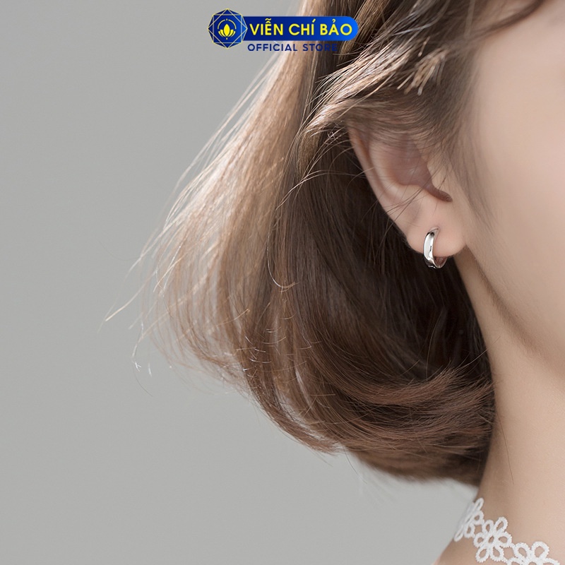 Bông tai bạc nữ tròn trơn chất liệu bạc 925 thời trang phụ kiện trang sức nữ thương hiệu Viễn Chí Bảo B400573