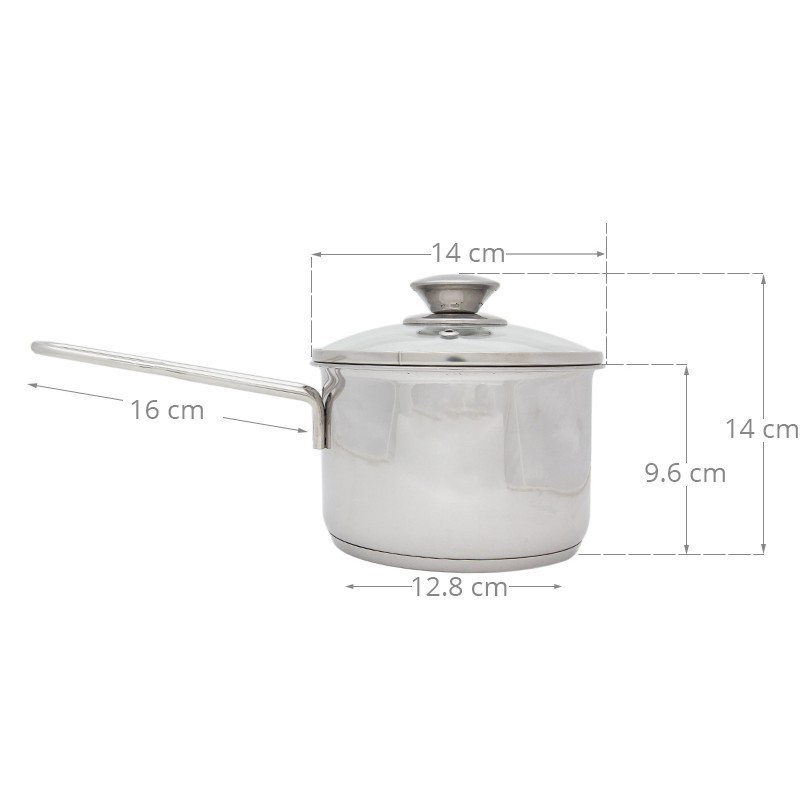 Quánh Inox Nắp Kiếng Fivestar Q14-3DG 14 Cm