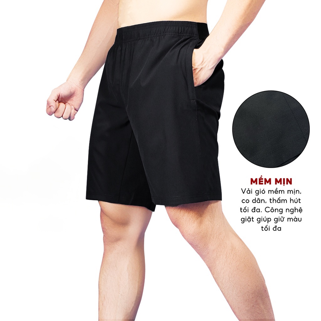 Quần đùi thể thao nam chất gió trơn mát thoáng khí hàng đẹp có túi khóa tiện dụng
