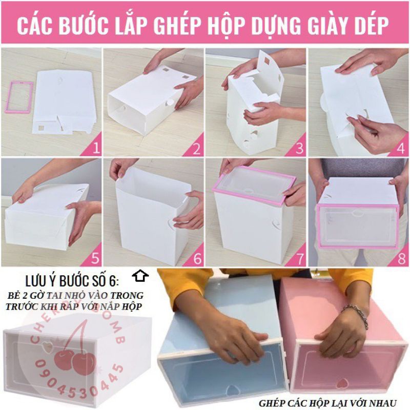 Hộp Đựng Giày Dép NẮP NHỰA TẮM LỚN Chắc Chắn- Hộp Giày Cứng Cáp Trong Suốt Có