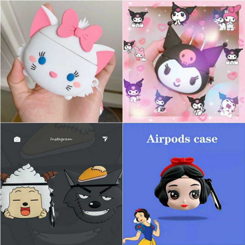 (Order 7 ngày) Case bảo vệ Airpods Pro/1/2 sanrio phù thủy koromi/ mèo kitty charmmy/ sói và cừu/ bạch tuyết