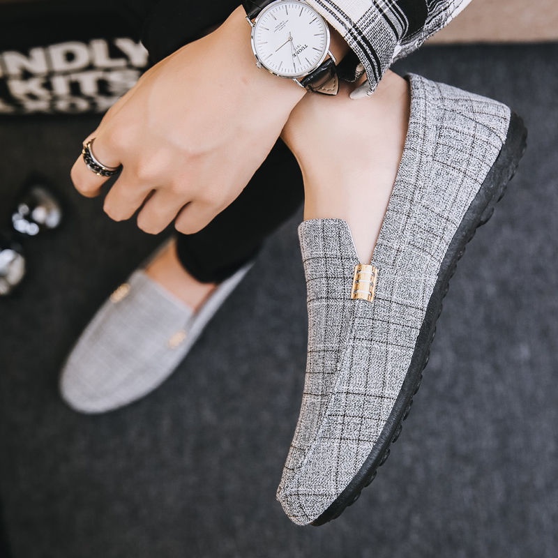 Giày lười vải canvas thoáng khí thời trang Hàn Quốc 2021 cho nam