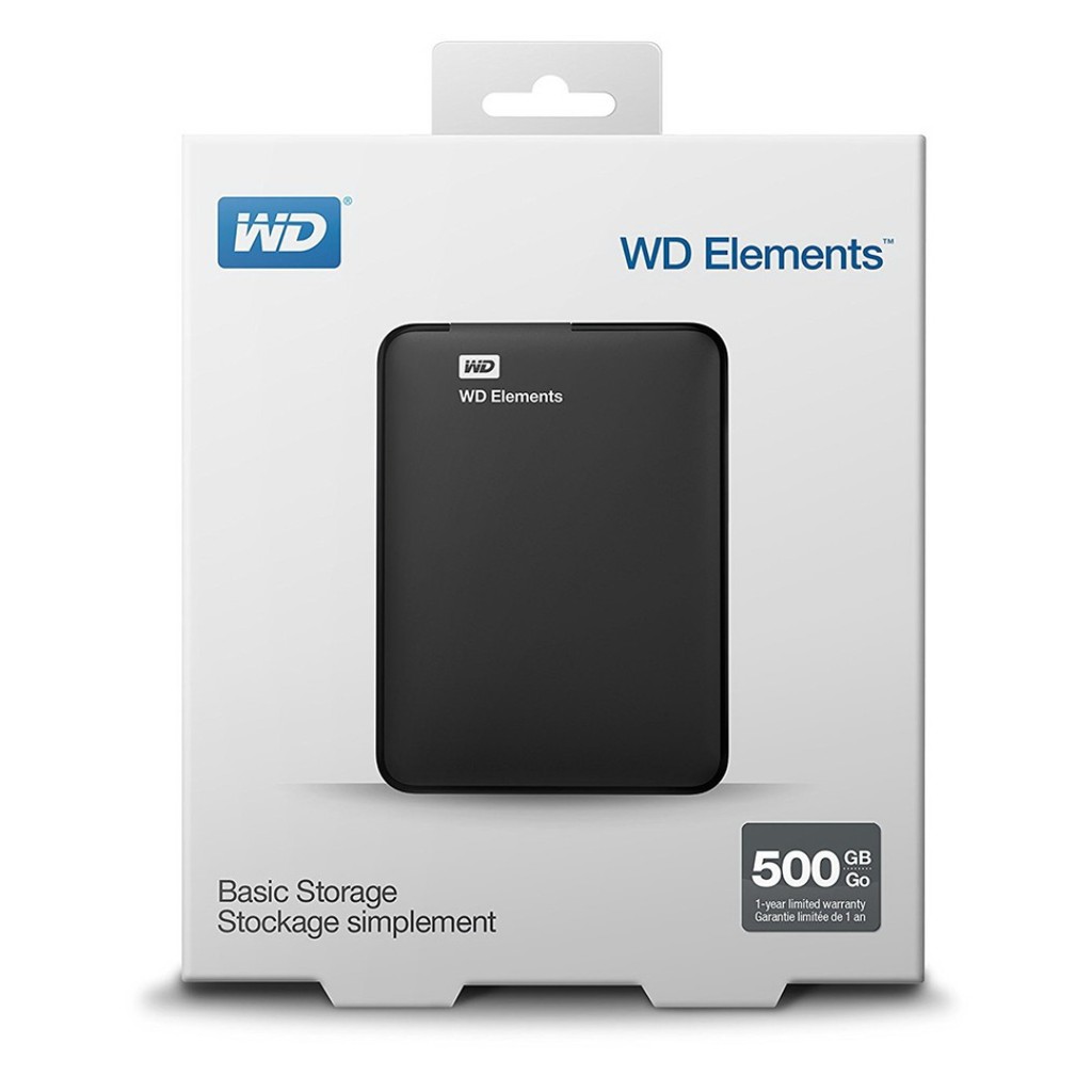 [Mã 151ELSALE hoàn 7% đơn 300K] Ổ cứng di động 500GB Western WD Elements tặng túi chống sốc cụt