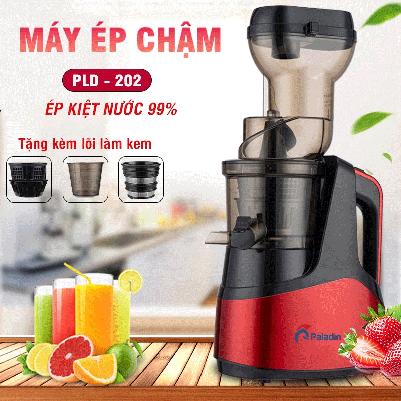 Máy ép chậm PLD 202, Máy ép trái cây tốc độ hậm- Vắt kiệt bã công suất 150W - Tặng 2 cốc đựng nước [ Bảo hành 12 tháng]