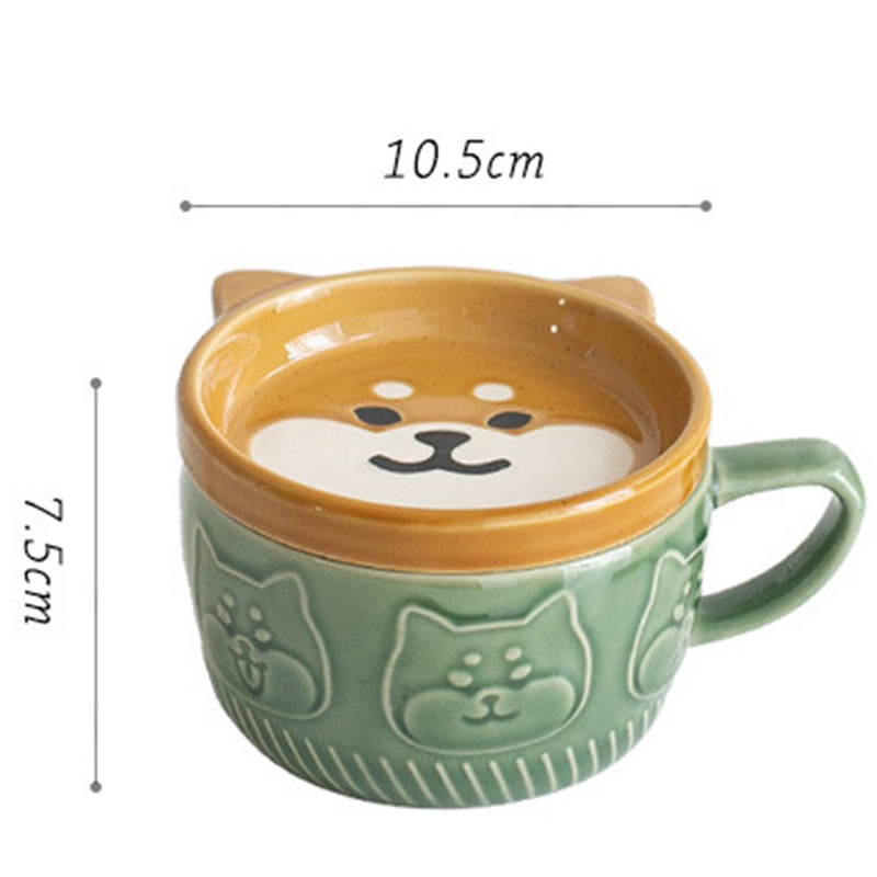 Cốc Uống Nước Bằng Sứ Có Nắp Đậy Thiết Kế Sáng Tạo Dễ Thương Phong Cách Nhật Bản