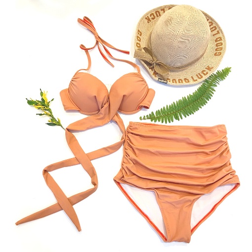 BIKINI, ĐỒ BƠI ĐI BIỂN HAI MẢNH GỌNG THẮT NƠ TO DÂY CỘT CỔ QUẦN CẠP CAO SEXY HM-125