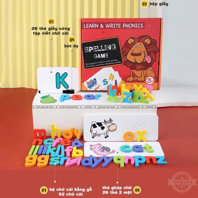 Đồ Chơi Ghép Chữ Tiếng Anh Học Từ Vựng- Spelling Game- tiết kiệm cho mẹ, phát triển cho bé Beosmart