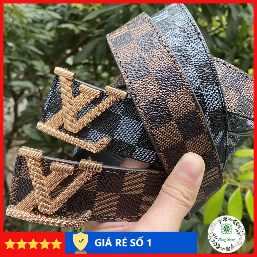 Thắt lưng nam LV dây lưng lv nam cao cấp dây may viền chắc chắn mặt kim loại nguyên khối trẻ trung sành điệu DLLV005