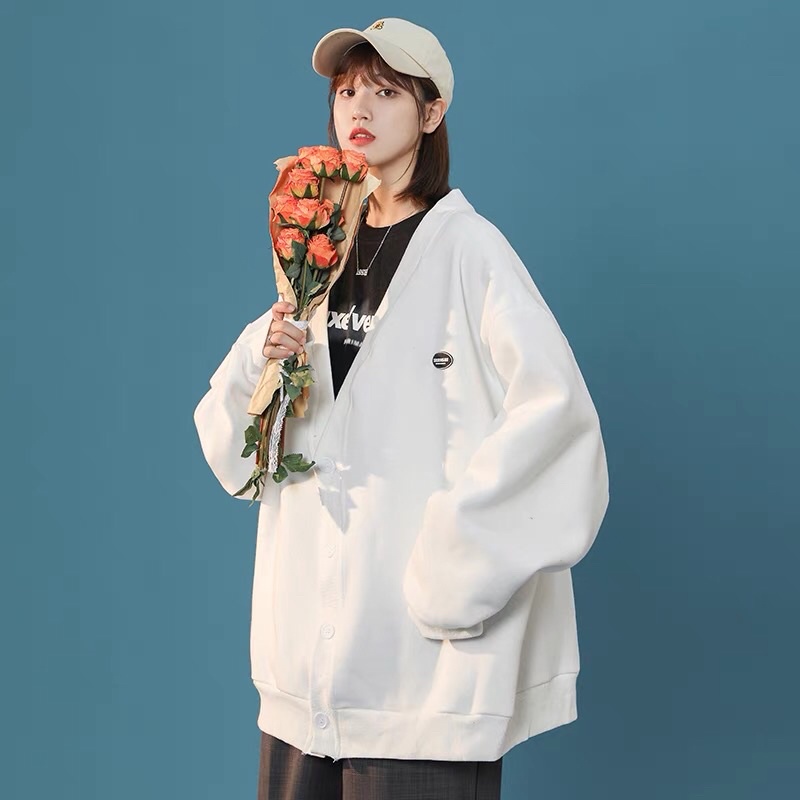 Áo Khoác Cardigan Sweater Nam Nữ Cúc Gài In Logo Trước Ngực Form Rộng Unisex U537