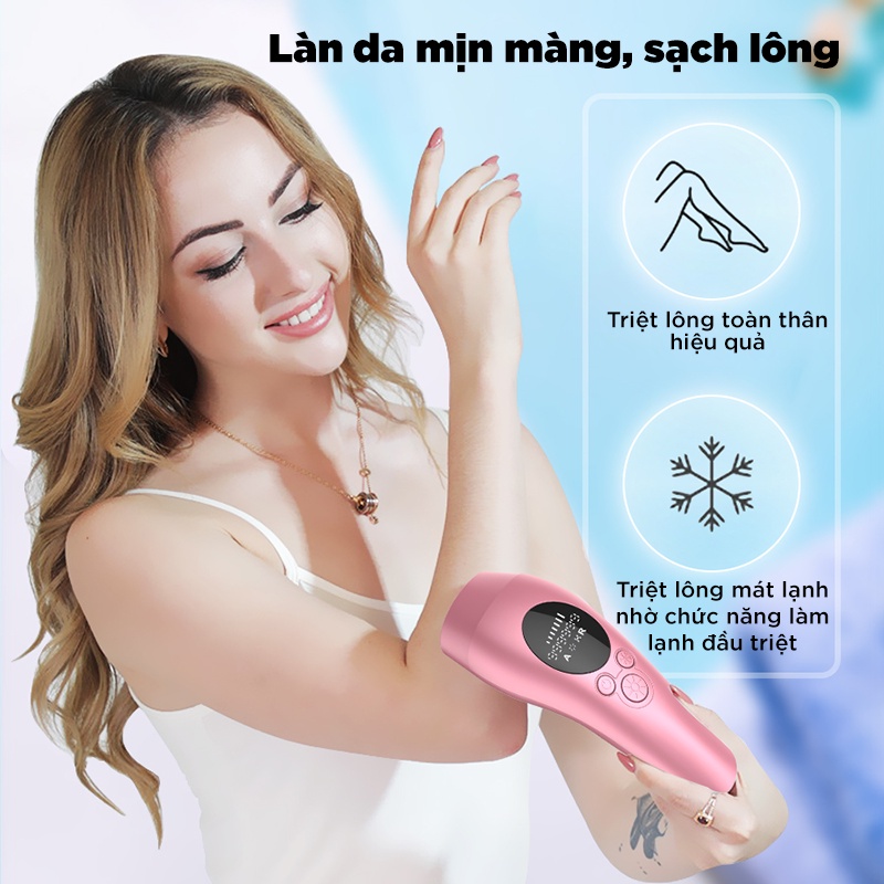 Máy Triệt Lông Lạnh IR01, Máy Triệt Lông Mini Vĩnh Viễn Đa Năng Tại Nhà,Triệt Bikini Nách Toàn Thân 8 Cấp Độ Vô Hạn Xung