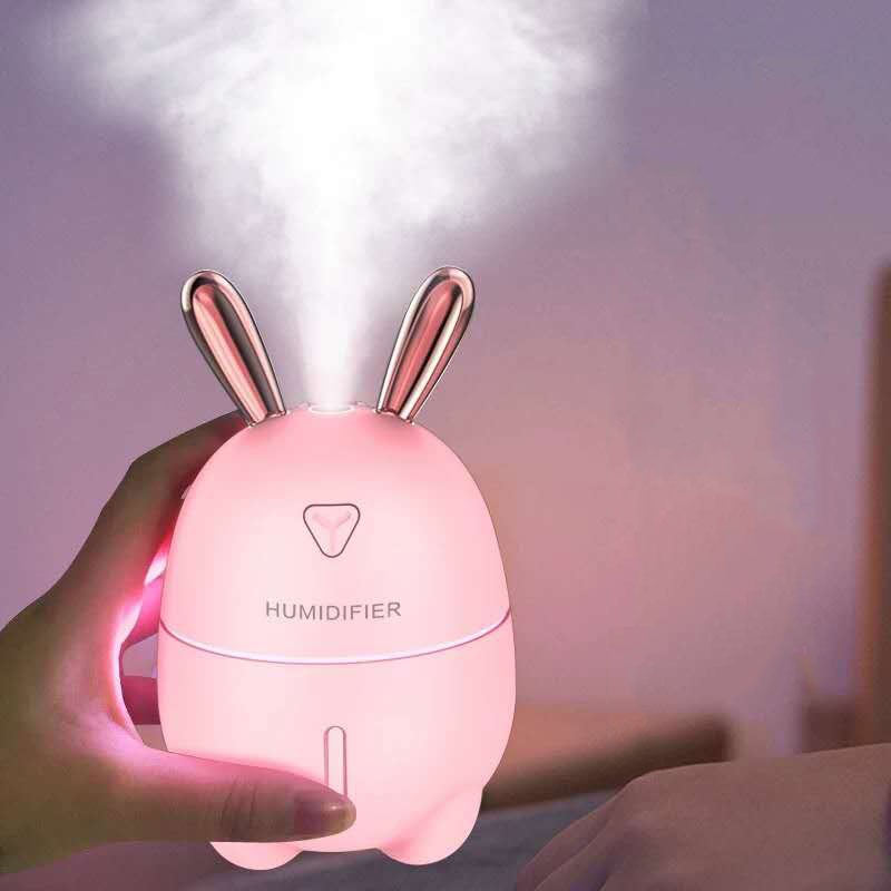 Máy khuếch tán tinh dầu phun sương hơi nước tạo ẩm hình tai thỏ có đèn Led Humidifier &amp; Rabbit
