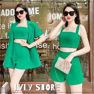 Sét bộ đi chơi 3 món áo vest tay ngắn quần đùi