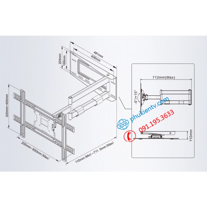 [Xoay 90 Độ] Giá Treo Tivi Xoay Vuông Góc NB SP2 40 - 70 Inch Khung Treo Tivi - Cao Cấp Chính Hãng