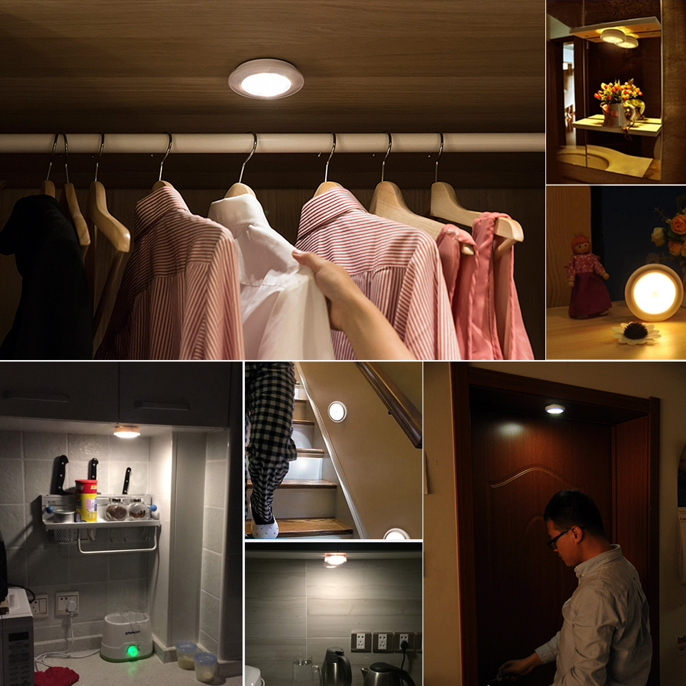 Self-adhesive PIR Motion Sensor Night Light/LED Night Light/Portable Wall-mounted Wardrobe Cabinet Stairs Mini USB Lamp Energy Saving/USB Rechargeable Wall Lamp