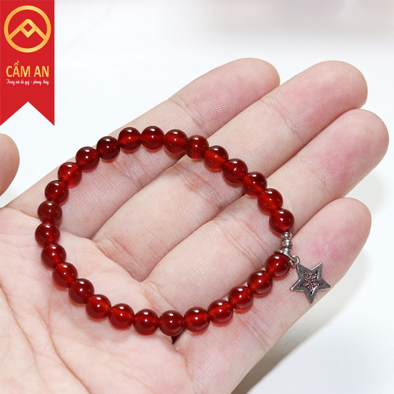 Vòng tay đá màu đỏ cho nữ siz 8 ly- thương hiệu CẨM AN có bảo hành