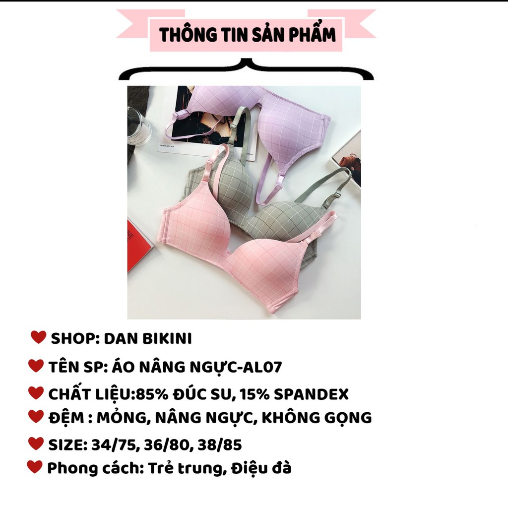 Áo Lót Nữ Nâng Ngực - Áo Ngực Nữ đúc su kẻ không gọng ôm ngực AL07 | BigBuy360 - bigbuy360.vn