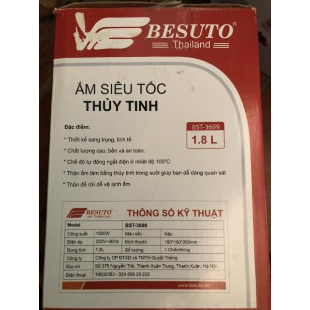 Ấm siêu tốc thủy tinh BESUTO