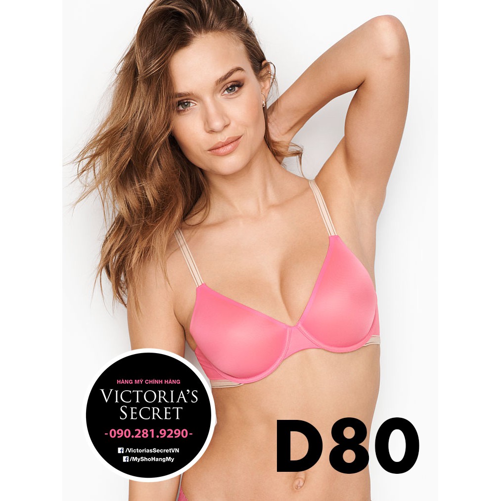 (Vic Mỹ) 36D/D80 - Áo Lót hồng không mút, không nâng, Post-it Pink, dòng Body by Victoria - Victoria's Secret