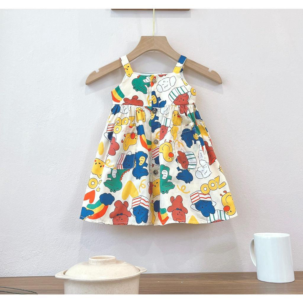 Váy hoa bé gái đầm hoa bé gái đầm hoa mùa hè đi biển cho bé