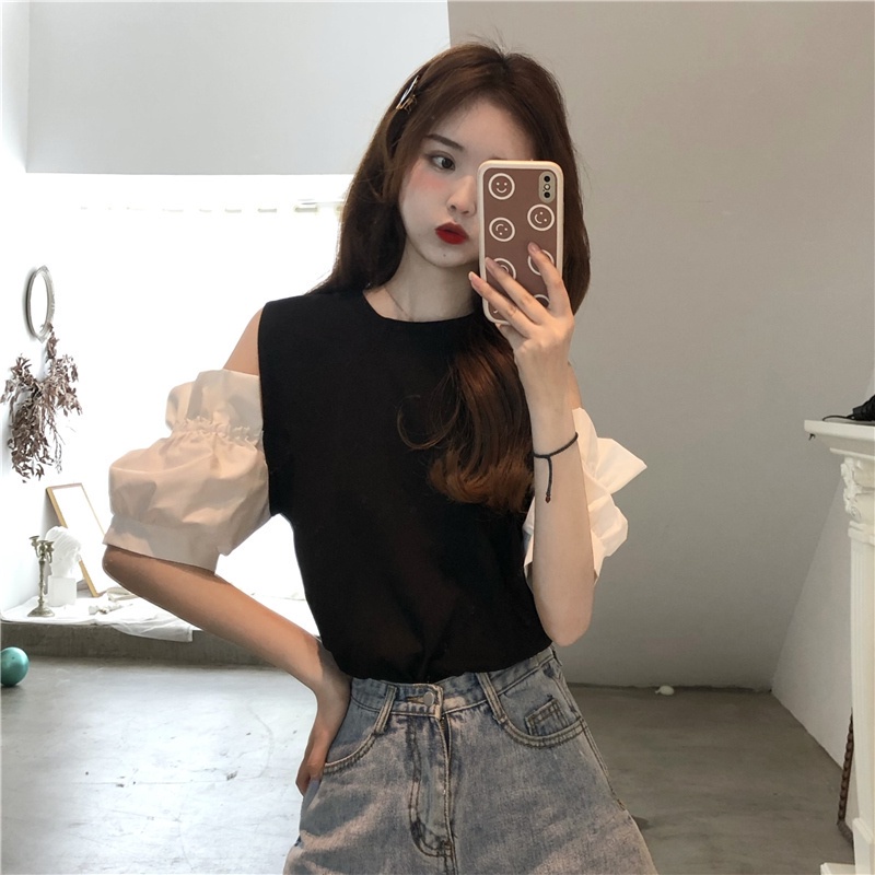 Áo Thun Tay Phồng Cổ Tròn Thời Trang Hàn Quốc