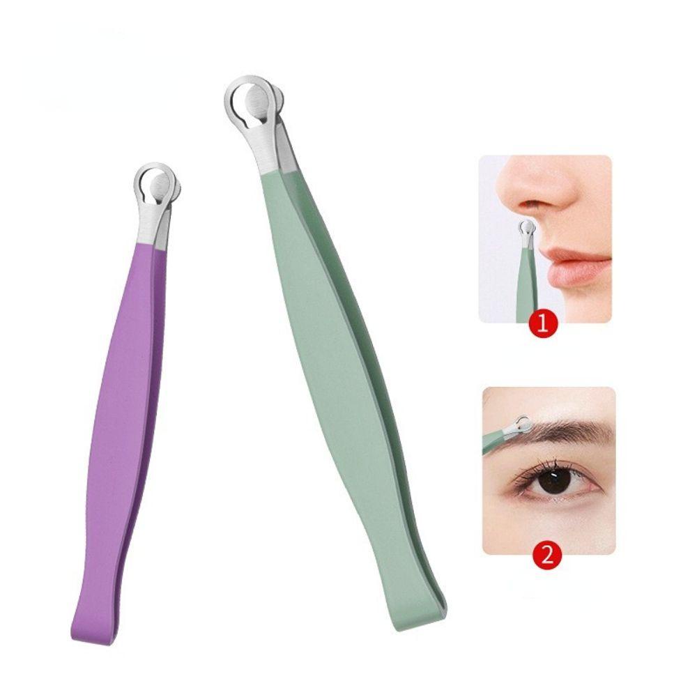 OCEANMAP Kéo Cắt Tỉa Lông Mũi Đầu Tròn Dạng Nhấn Bằng Thép Không Gỉ Tiện Lợi