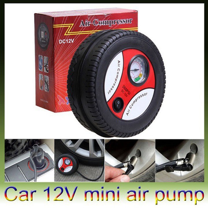 Bơm lốp ô tô 12V  hình bánh xe