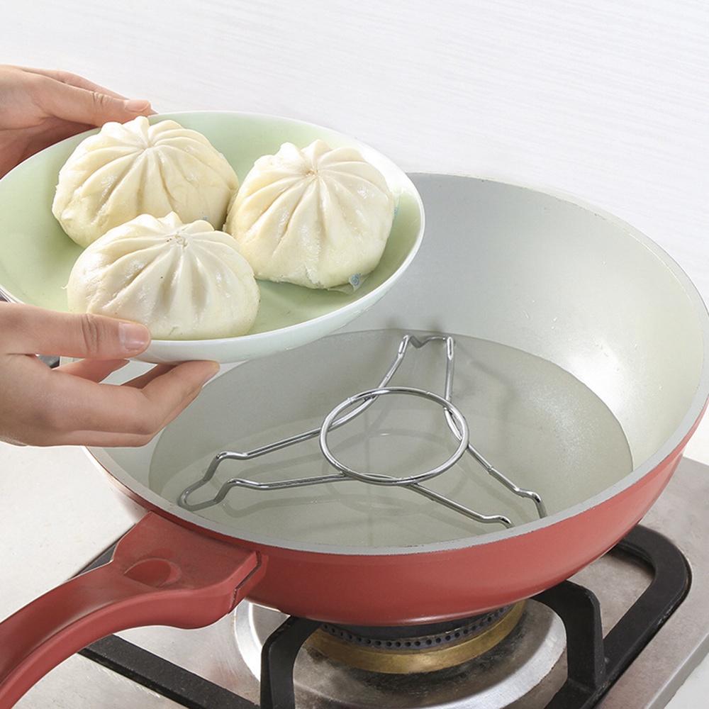 1 Khay Hấp Bánh Bao / Rau Củ Hình Tam Giác Bằng Thép Không Gỉ Dày Dặn Đa Năng