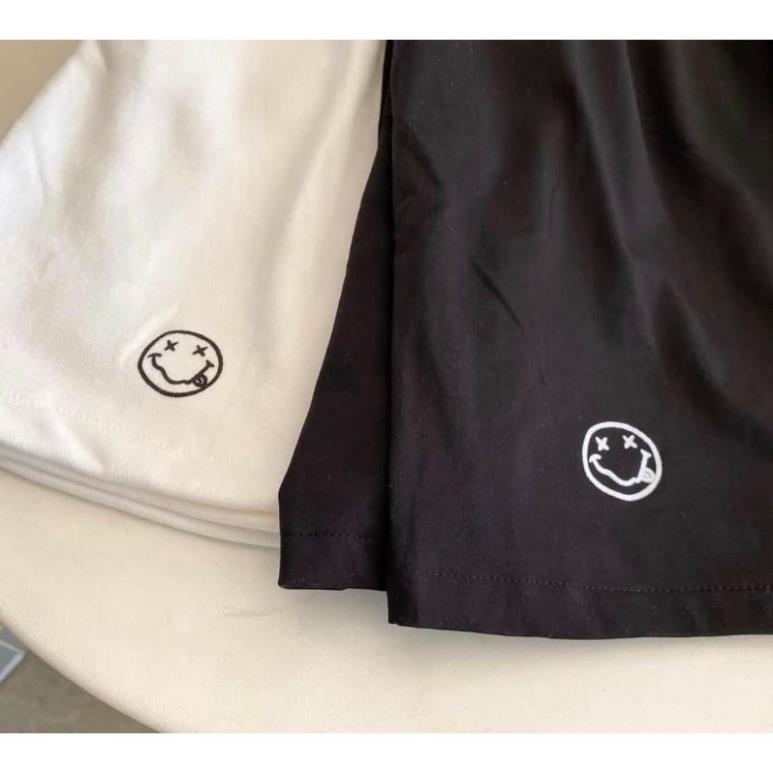 Quần Đùi Cạp Chun In Chữ Mặt Cười🦋 Quần Short Unisex Chất Cotton 2 Màu 🦋 | BigBuy360 - bigbuy360.vn