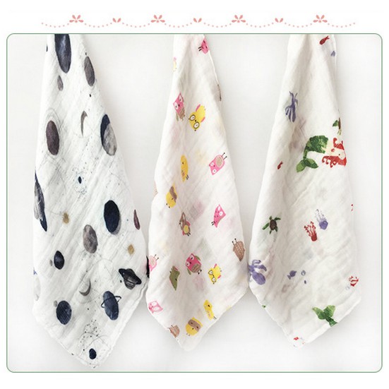 Set 3 khăn sữa sợi tre siêu mềm Muslin tree 28x28cm