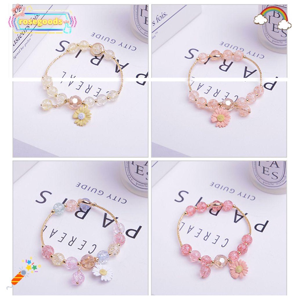 Hoa Hồng Quyến Rũ|Vòng Tay Chuỗi Hạt Nhiều Màu Đính Hoa Cúc Phong Cách Hàn Quốc Thời Trang Cho Nữ