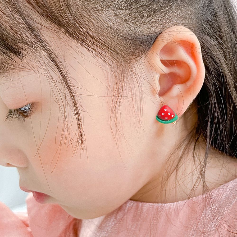Bộ 10 khuyên tai dạng kẹp không cần bấm lỗ hình hoa / trái cây / động vật đáng yêu cho bé