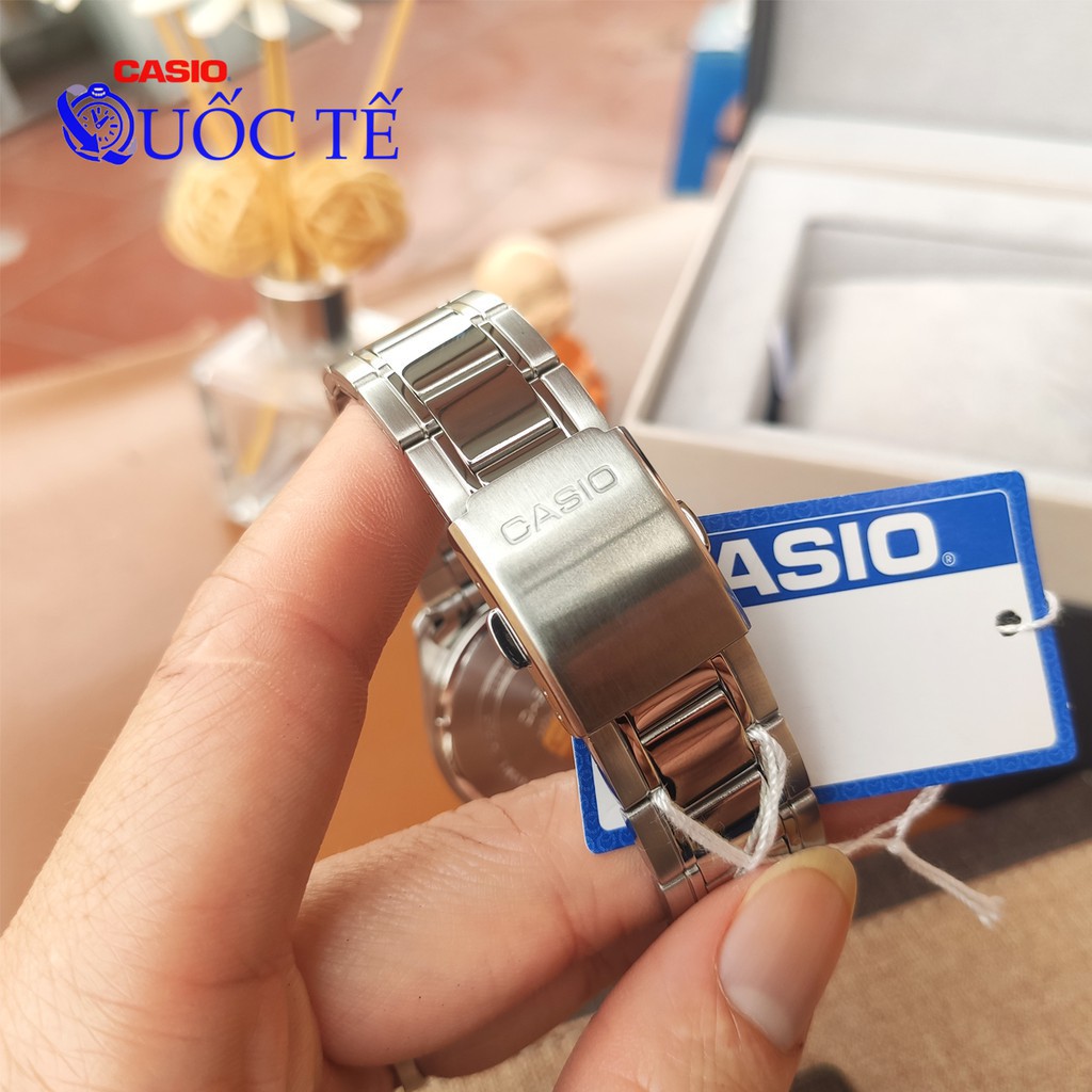 Đồng hồ nam Casio 💖𝐅𝐑𝐄𝐄𝐒𝐇𝐈𝐏💖 Đồng hồ Casio MTP-1384D-7A2VDF dây kim loại mặt trắng kim xanh
