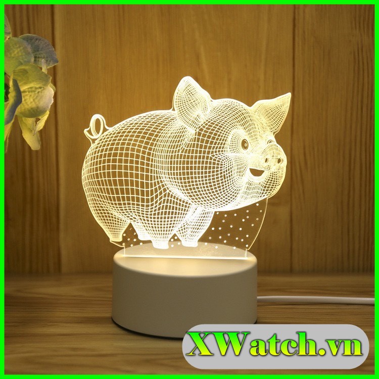 Đèn ngủ 3D HEO CON , đèn ngủ, quà tặng sinh nhật, quà tặng tình yêu, dễ thương