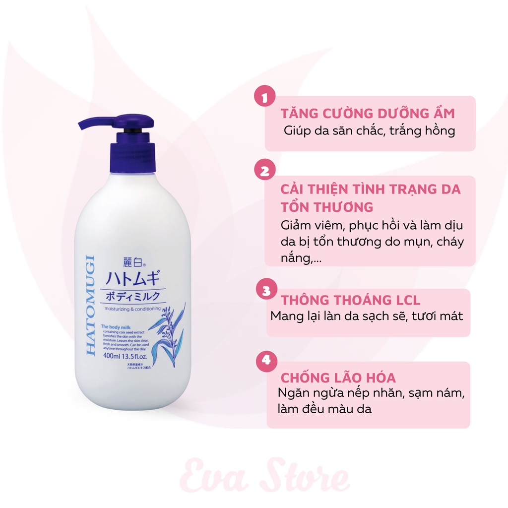 [Nhập Khẩu] Sữa Dưỡng Thể Ban Đêm Hatomugi Moisturizing &amp; Conditioning The Body Lotion 400ml