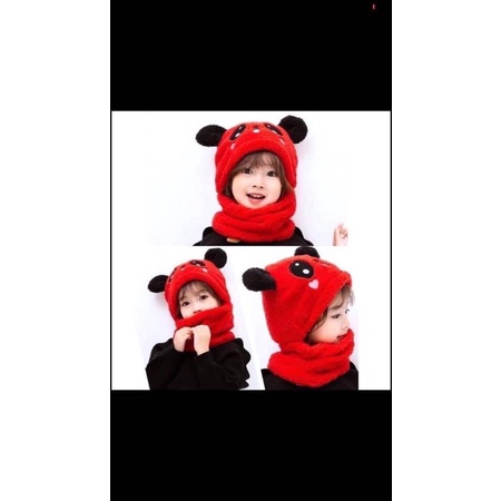 MŨ GẤU PANDA KÈM KHĂN 2in1